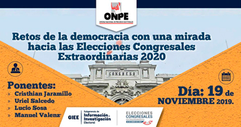 (Conversatorio) ONPE: Retos de la Democracia con una Mirada hacia las Elecciones Congresales 2020