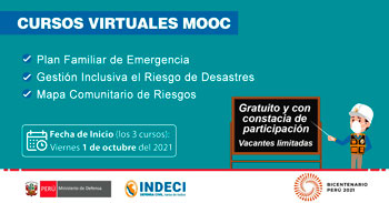 INDECI ofrece Cursos Virtuales MOOC Gratuitos y con constancia de participación