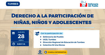 Participa de la charla virtual y conoce más del Derecho a la participación de niños y adolescentes