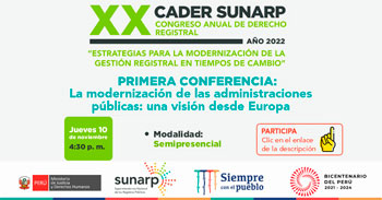 SUNARP te invita a ser parte del XX Congreso Nacional del Derecho Registral - CADER 2022