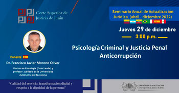 Seminario virtual gratuito de psicología criminal y justicia penal anticorrupción