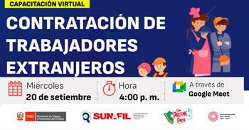 Capacitación online gratis "Contratación de trabajadores extranjeros" de la SUNAFIL