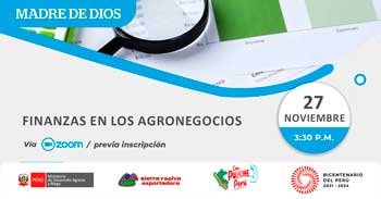 Seminario online gratis "Finanzas en los agronegocios" de Sierra y Selva Exportadora