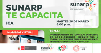 Charla online gratis "Nombramiento de consejo directivo de asociaciones" de la SUNARP