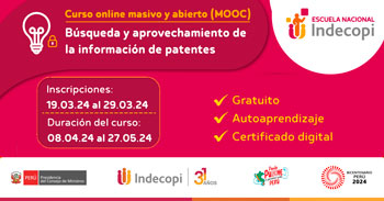 Curso online gratis con certificado sobre Búsqueda y aprovechamiento de la información de patentes de INDECOPI