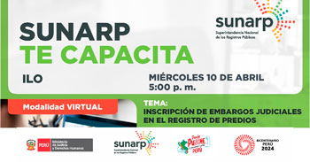 Charla online gratis "Inscripción de embargos judiciales en el registro de predios" de la SUNARP