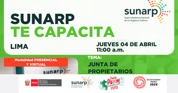 Charla online y presencial gratis "Junta de propietarios" de la SUNARP
