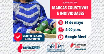  Capacitación online gratis con certificado "Marcas colectivas e individuales" de la DRTPE Huancavelica