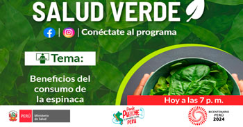  Evento online gratis  "Beneficios del consumo de la espinaca"