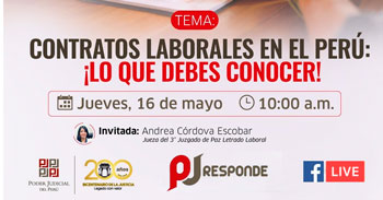  Evento online gratis "Contratos laborales en el Perú" del Poder Judicial del Perú