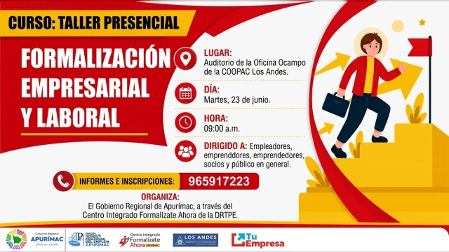  Curso Taller Presencial - "Formalización Empresarial y Laboral" DRTPE Apurímac