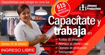 Jóvenes Productivos ofrece 615 BECAS de capacitación - Lima Sur