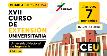 (Charla Informativa Gratuita) OSITRAN: XVII Curso de Extensión Universitaria