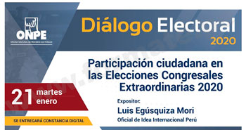 (Diálogo Electoral) ONPE: Participación ciudadana en las Elecciones Congresales Extraordinarias 2020
