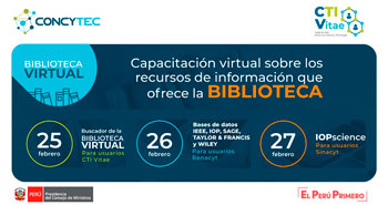 (Capacitación Virtual) CONCYTEC: Recursos de Información que ofrece la Biblioteca (Capacitación Virtual) CONCYTEC: Recursos de Información que ofrece la Biblioteca