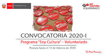 El Ministerio de Cultura abre la convocatoria 2020-I del Programa SOY CULTURA – Voluntariado (469 vacantes)