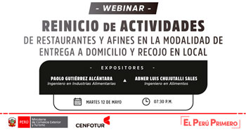 Webinar: Reinicio de actividades de restaurantes en la modalidad de entrega a domicilio y recojo en local