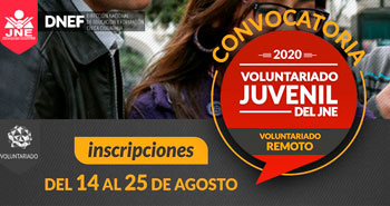 JNE lanza Convocatoria 2020 del Voluntariado Juvenil - Voluntariado Remoto