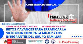(Conferencias Virtuales Gratuitas) MINJUS: Retos y avances para erradicar la violencia contra la mujer