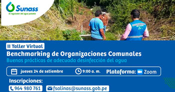 (Taller Virtual Gratuito) SUNASS: Buenas prácticas de adecuadas desinfección del agua