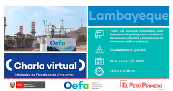 (Charla Virtual Gratuita) OEFA: Denuncias ambientales y transparencia de información Pública ambiental