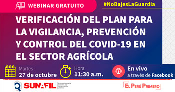 (Webinar Gratuito) SUNAFIL: Verificación del Plan para la Vigilancia, Prevención y Control del Covid-19 en el Sector Agr