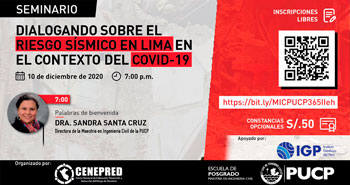 (Seminario Virtual) CENEPRED: Dialogando sobre el riesgo sísmico en lima en el contexto del covid-19