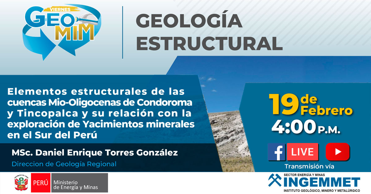 (Transmisión en vivo) INGEMMET: Elementos estructurales de las cuencas Mio-Oligocenas de Condoroma y Tincopalca
