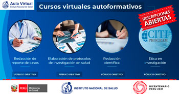 Instituto Nacional de Salud ofrece Cursos Virtuales Autoformativos Gratuitos