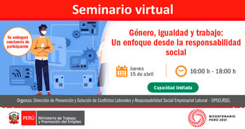(Seminario Virtual) MINTRA: Género, igualdad y trabajo: Un enfoque desde la responsabilidad social