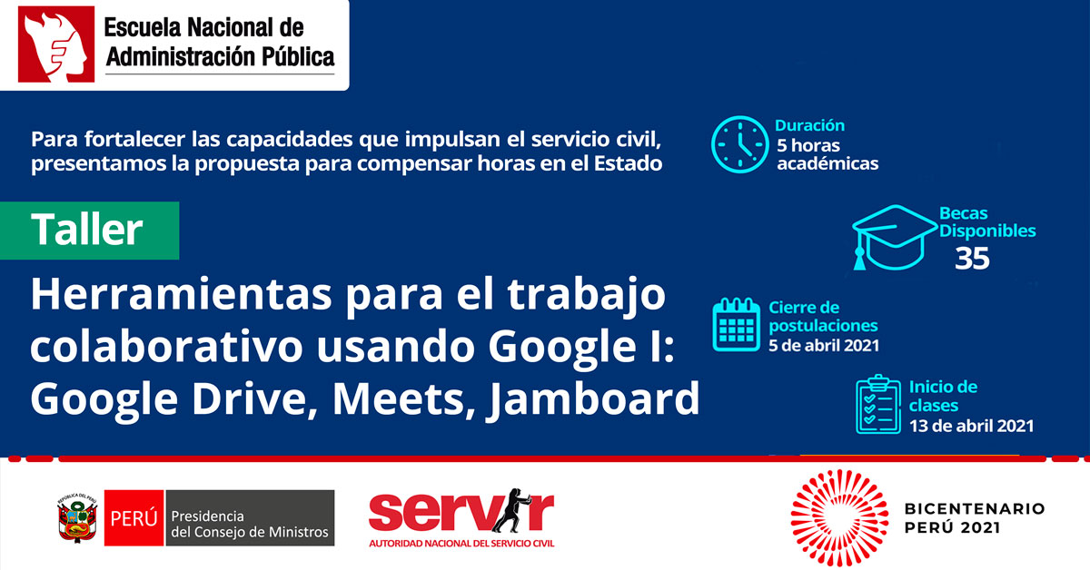 Taller Virtual: Herramientas para el trabajo colaborativo usando Google I, Google Drive, Meets y Jamboard
