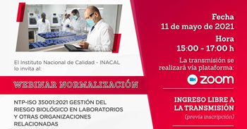 (Webinar) INACAL: Gestión del riesgo biológico en laboratorios y otras organizaciones relacionadas
