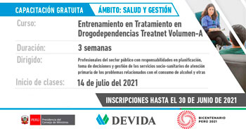 (Capacitación Gratuita) DEVIDA: Entrenamiento en el tratamiento de la drogodependencia Treatnet - volumen A