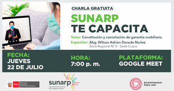 (Charla Virtual Gratuita) SUNARP: Constitución y cancelación de garantía mobiliaria