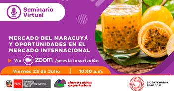 Seminario Virtual Gratuito sobre mercado del maracuyá y oportunidades en el mercado internacional