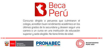 Beca Perú 2021 para egresados de educación secundaria con alto rendimiento académico