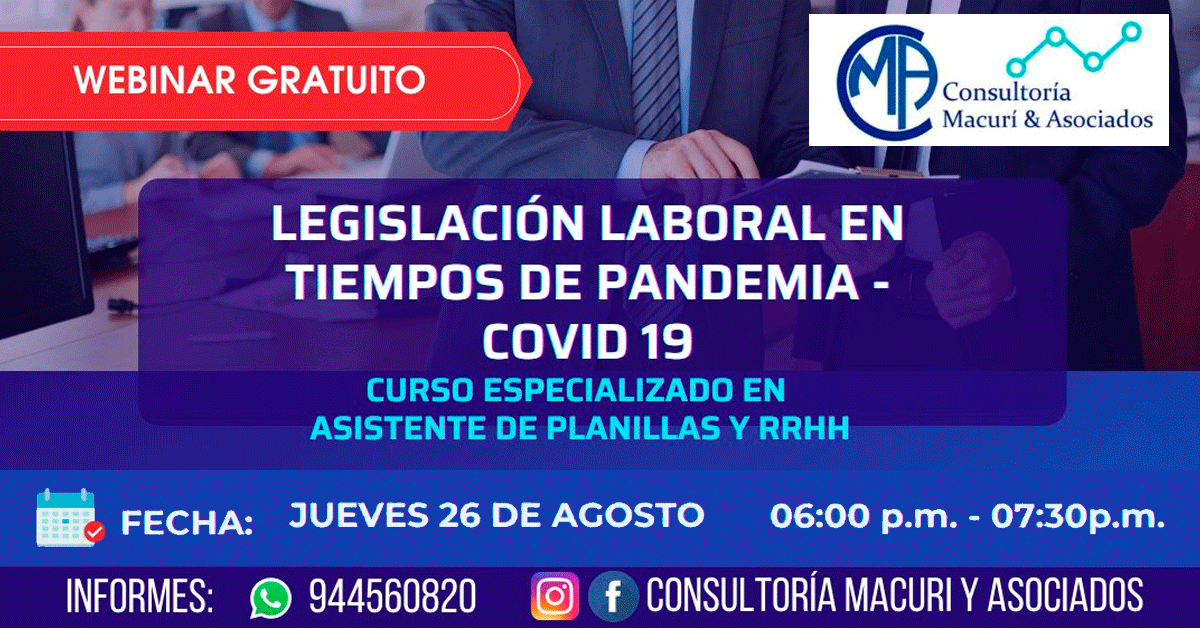 Webinar Gratuito: Legislación Laboral en Tiempos de Pandemia COVID19