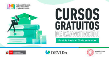 Devida ofrece BECAS para los cursos gratuitos de capacitación en el ámbito educativo del programa de Formación Virtual