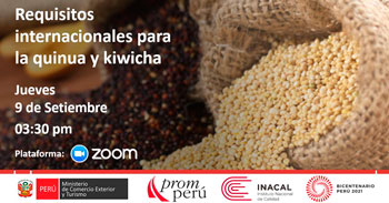 (Evento Virtual) INACAL: Requisitos internacionales para la quinua y kiwicha