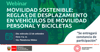 (Webinar Gratuito) MTC: Reglas de desplazamiento en vehículos de movilidad personal y bicicletas