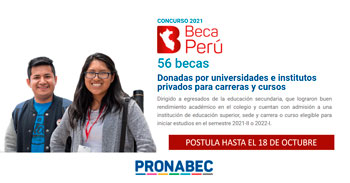 Beca Perú 2021 para egresados de educación secundaria con alto rendimiento académico