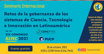 Seminario Gratuito sobre Retos de la gobernanza de sistemas de Ciencia, Tecnología e Innovación en Latinoamérica