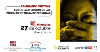 Seminario Virtual Gratuito respecto a la Atención de las victimas de trata de personas