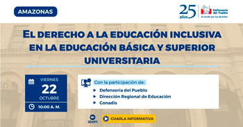 (Charla Virtual Gratuita) DEFENSORIA: Derecho a la Educación Inclusiva en la Educación Básica y Universitaria
