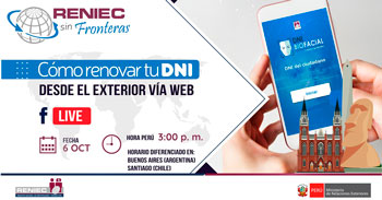 RENIEC te invita a conocer cómo puedes renovar tu DNI desde el exterior vía Web