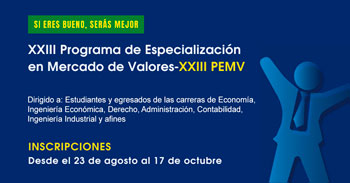 SMV lanza XXIII PROGRAMA DE ESPECIALIZACIÓN EN MERCADO DE VALORES para estudiantes y egresados universitarios