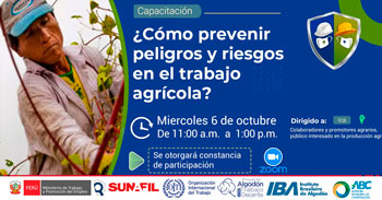 Capacitación Virtual respecto a Como prevenir peligros y riesgos en el trabajo agrícola en la región Ica
