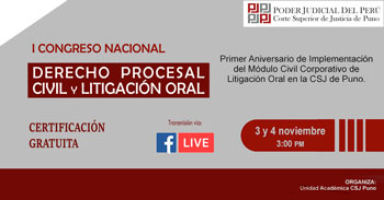 I Congreso Nacional Virtual Gratuito de Derecho Procesal y Litigación Oral