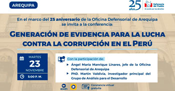 (Charla Virtual Gratuita) DEFENSORIA: Generación de evidencia para la lucha contra la corrupción en el Perú
