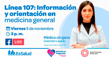 Conoce la Línea 107, información y orientación en medicina general que brinda EsSalud